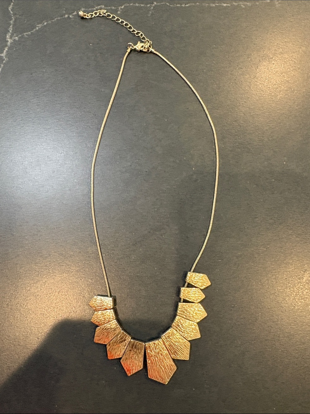 Textured Gold Geometric Fan Necklace - Women Jewelry